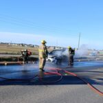 Iba manejando y se le prendió fuego el auto en Río Grande