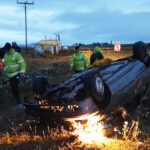 Vuelco a la madrugada con conductor derivado al hospital