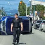 Insólito vuelco de camioneta que circulaba en contramano en Ushuaia